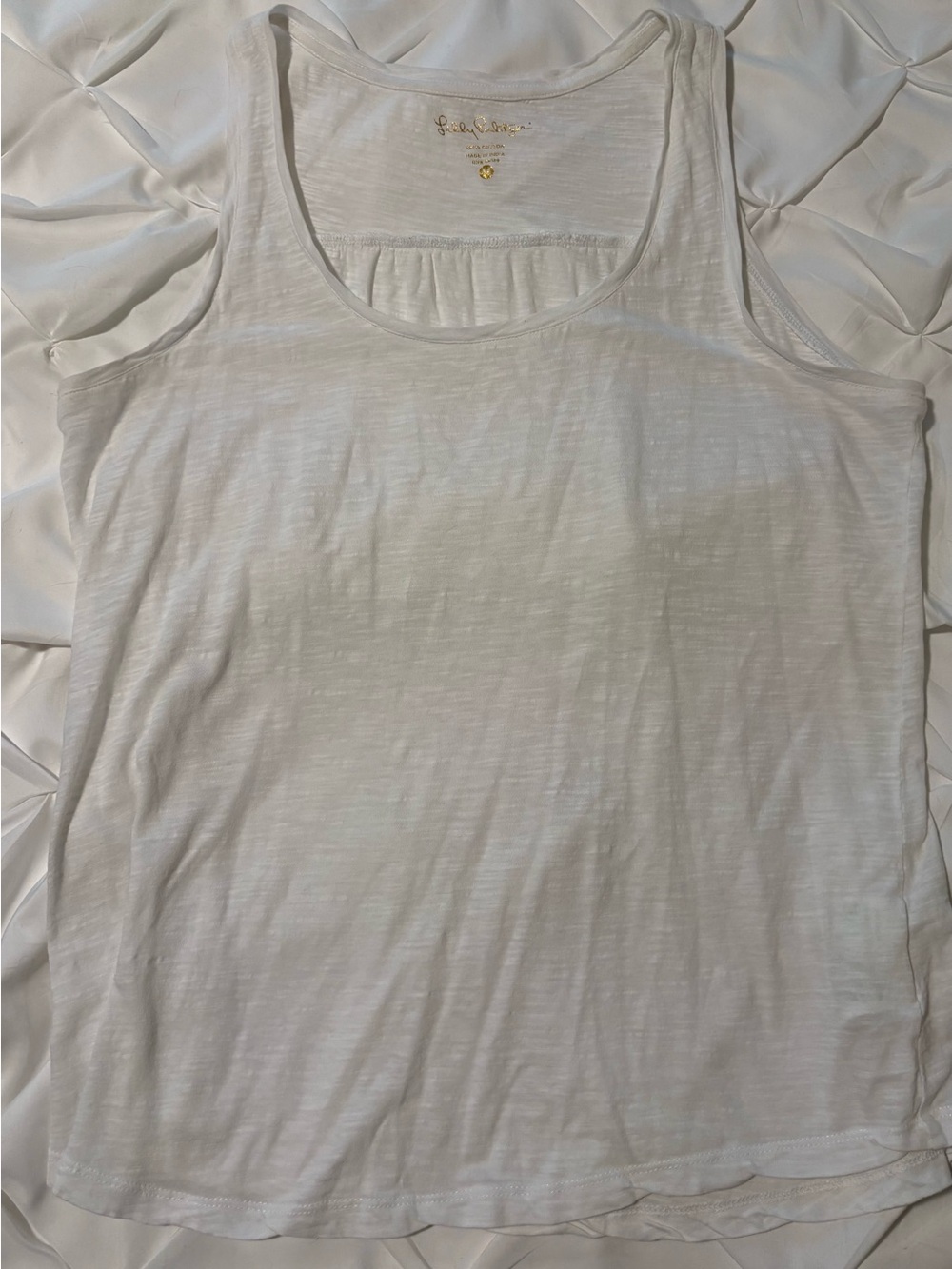 Lilly Pulitzer Women’s White Cotton Scoop Neck Tank Top, Size M
